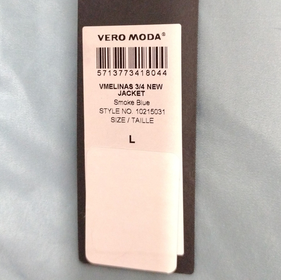 Vero Moda 3/4 length lightweight lined Coat light blue belted waist size L NWOT - Picture 9 of 12